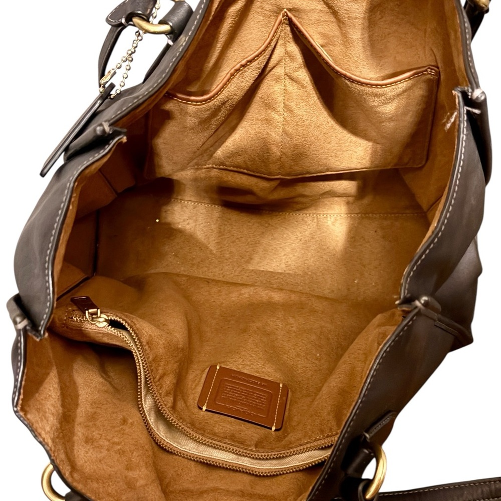 COACH Theo Tote Black Leather Shoulder Bag w/Golden Accents, Authentic. EUC - Picture 12 of 16